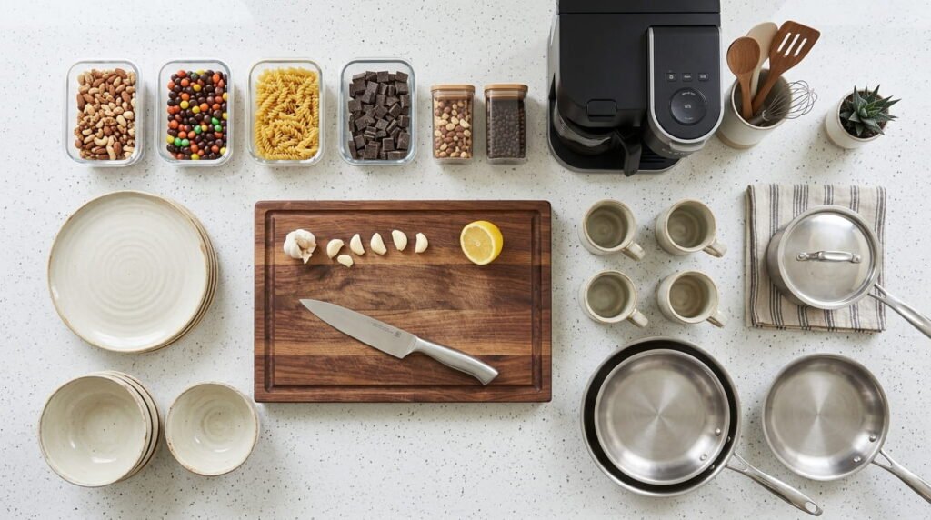 Kitchen inventory flatlay photography
