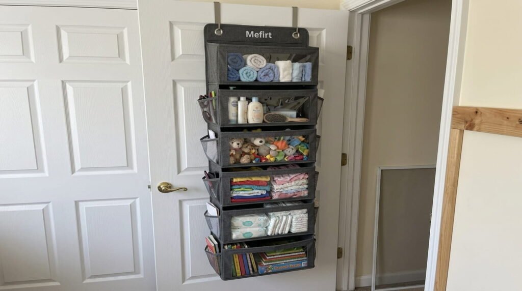 Mefirt 6-tier over-the-door small closet organizer with clear PVC windows
