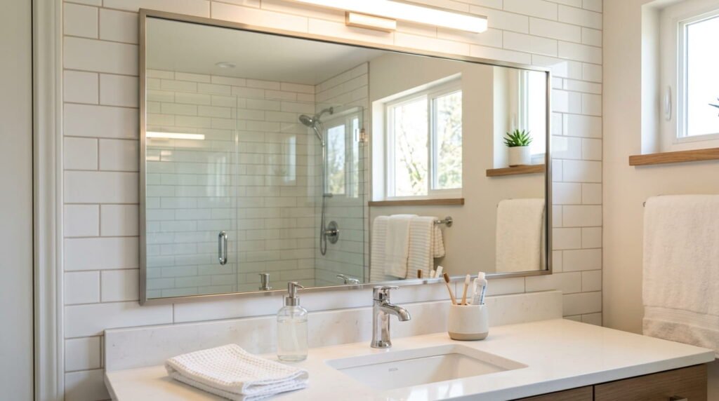 Spotless streak-free bathroom mirror