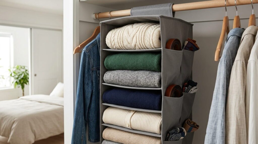 YOUDENOVA 6-shelf hanging small closet organizer with side pockets