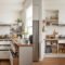 Small kitchen before and after transformation showing space saving hacks that turn cluttered counters and cabinets into an organized modern kitchen.