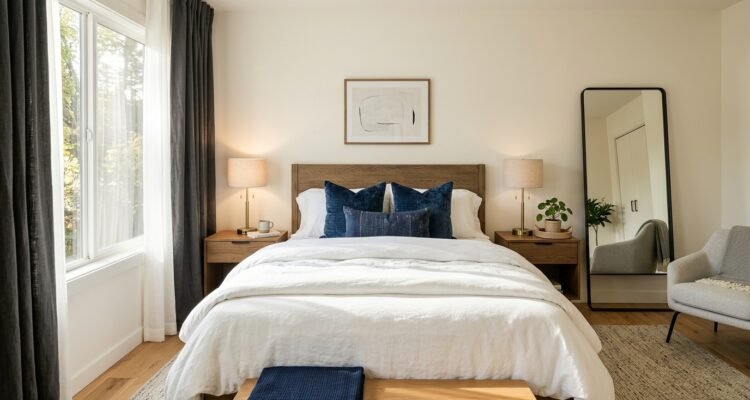 Modern bedroom interior photograph