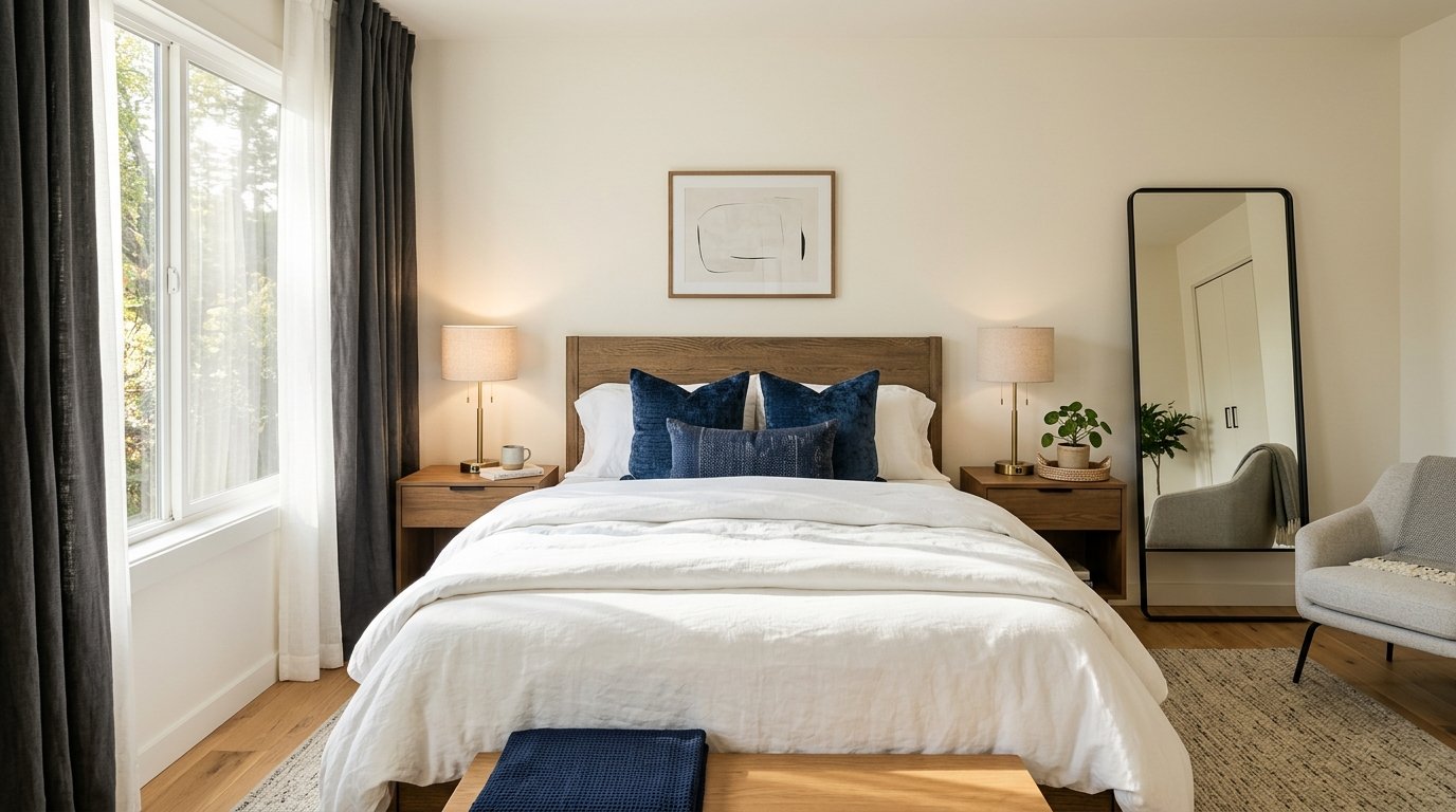 Modern bedroom interior photograph