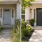 Split-screen image showing front porch before and after low-cost DIY curb appeal upgrades